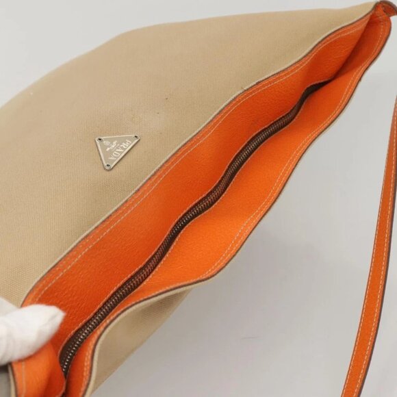 PRADA Tote Bag Canvas Beige Silver Auth 117799 - Picture 9 of 16